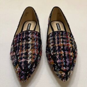 Nine West Multicolor Bouclé Tweed Preppy Academia Pointed Toe Flats Size 7.5